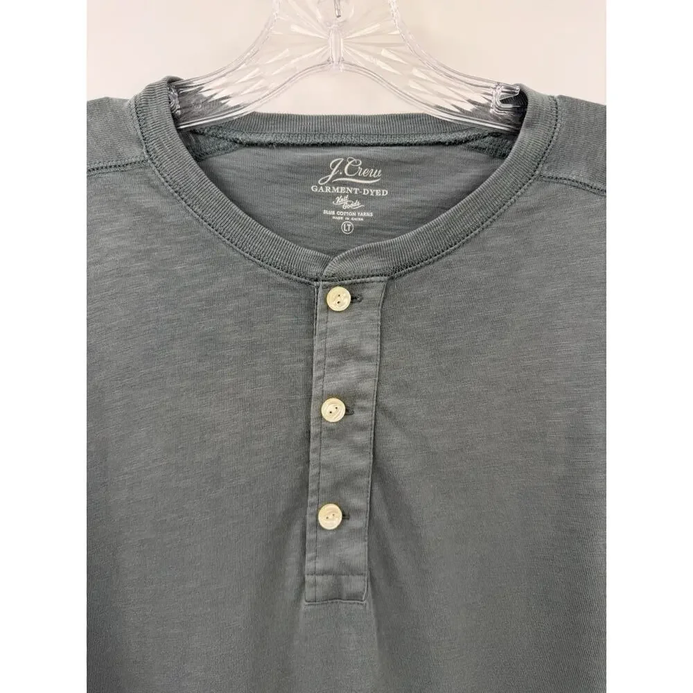 J. Crew Men’s Long Sleeve 3 Button Henley Cotton Classic Pullover Spruce Lg Tall